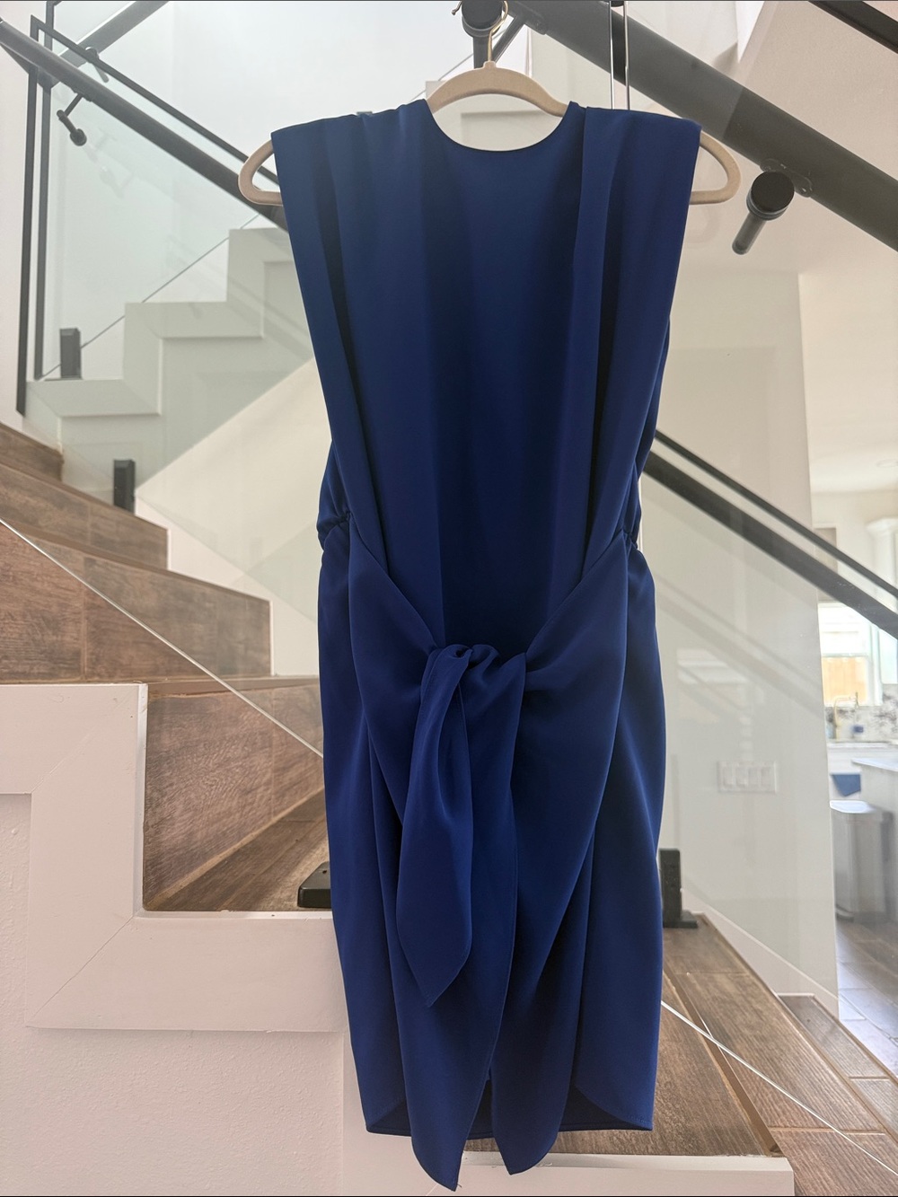 Amanda Uprichard Sleeveless Knot-Front Midi Dress in Deep Blue